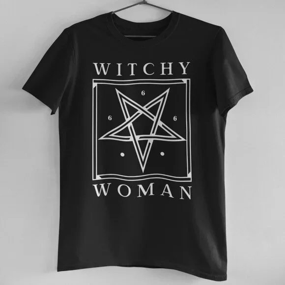 Handcrafted 'Witchy Woman' Black Cotton Shirt Small - 3XL - Picture 3 of 3